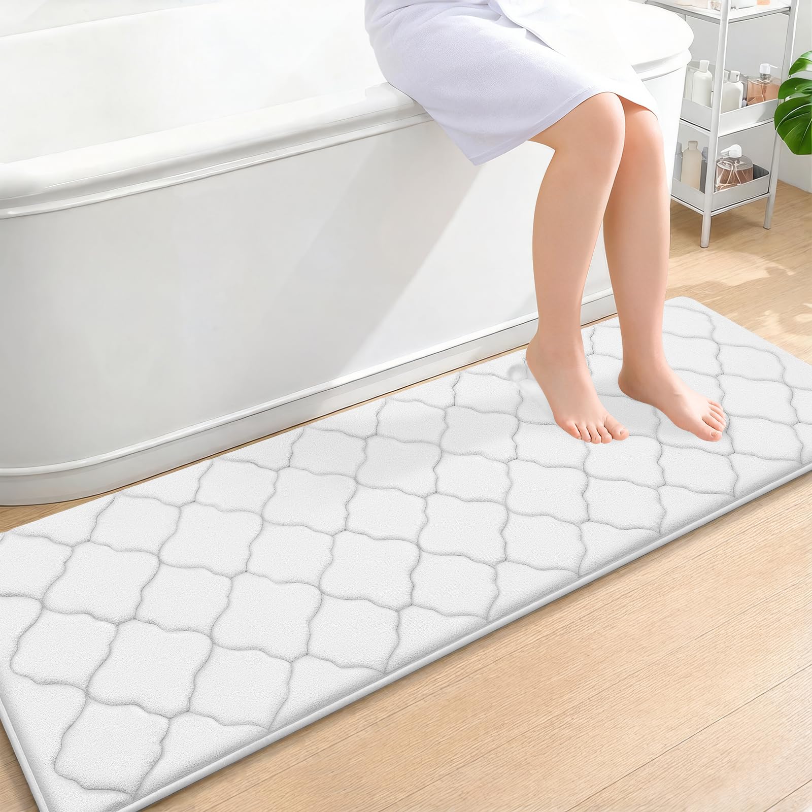 OLANLY Memory Foam Bath Mat Rug 24x16, Ultra Soft and Absorbent Bathroom Rugs, Non-Slip, Comfortable, Machine Washable Bath Carpet for Bathroom Floor, Tub, Shower and Home Decor Accessories, Black