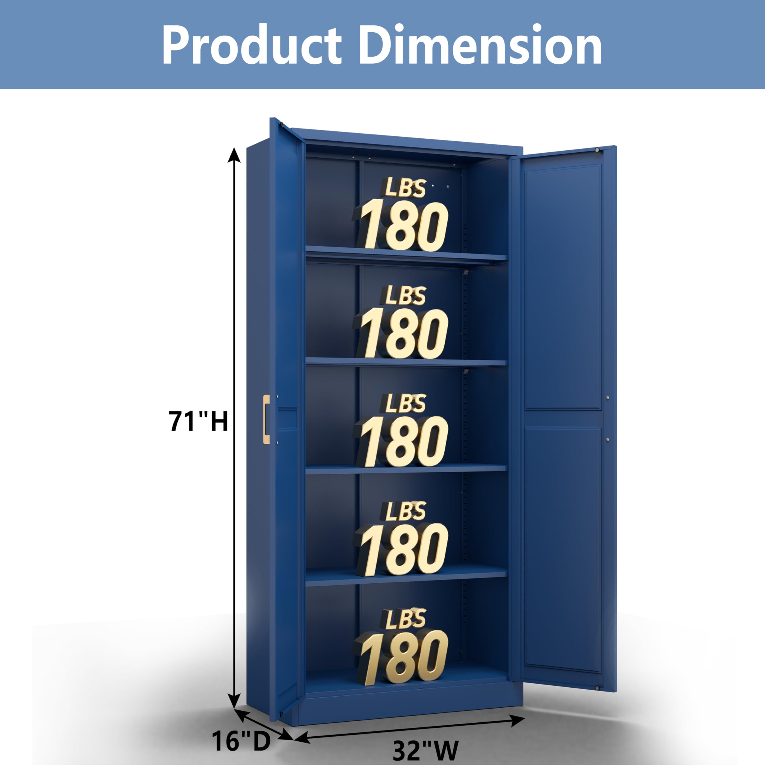 Polup White Kitchen Pantry Cabinet, 71 Inch Tall Metal Storage Cabinet with Doors and Shelves, Pantry Cabinets for Kitchen Storage, Freestanding Cupboard for Living, Dining Room, Assemble Required