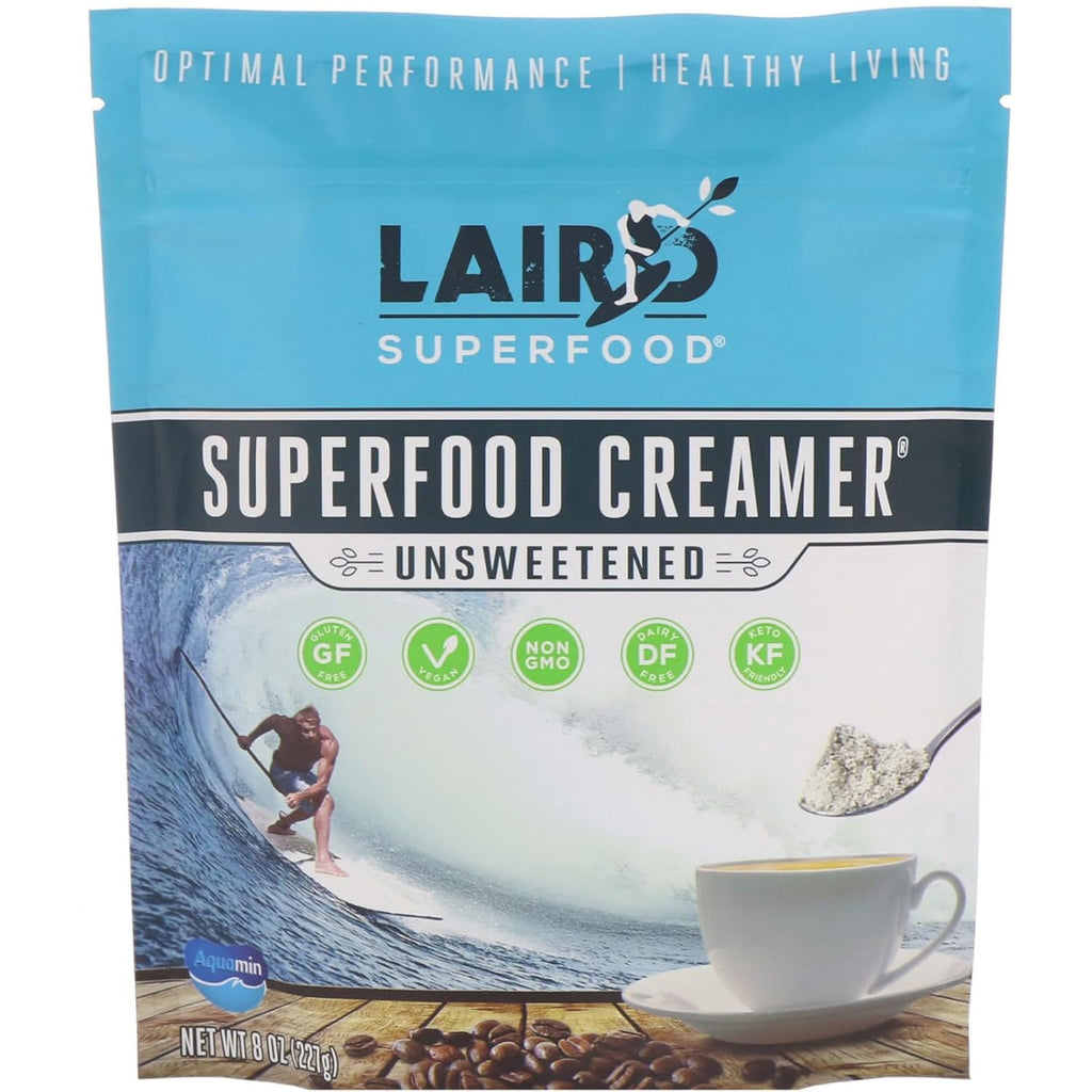 Laird Superfood Non-Dairy Coconut Powder Creamer - Sweet & Creamy + Adaptogens - Superfood Creamer with Functional Mushrooms - Non-GMO, Vegan, 8 oz. Bag, Pack of 1
