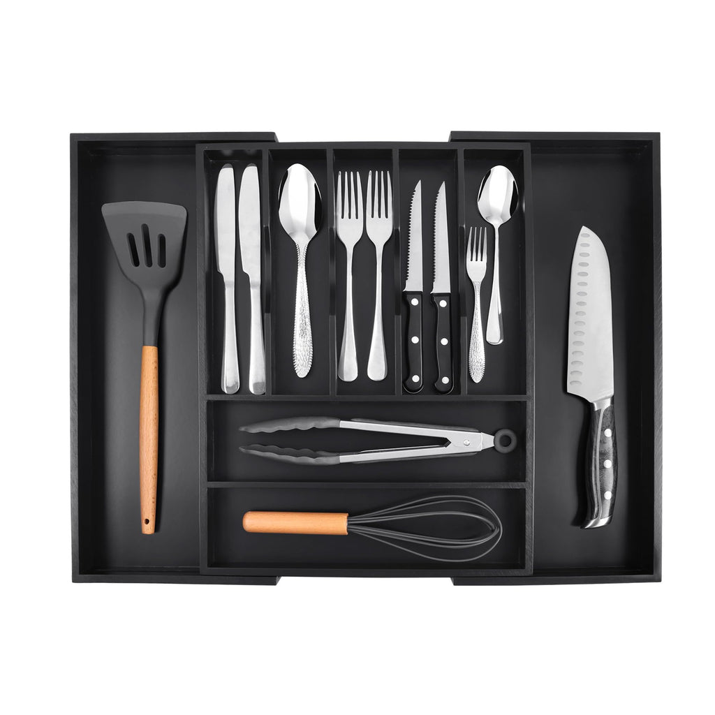 Bellsal Silverware Organizer Kitchen Drawer Organizer Expandable Bamboo Utensil Holder Cutlery Tray for Kitchen Utensil and Flatware Bedroom Office