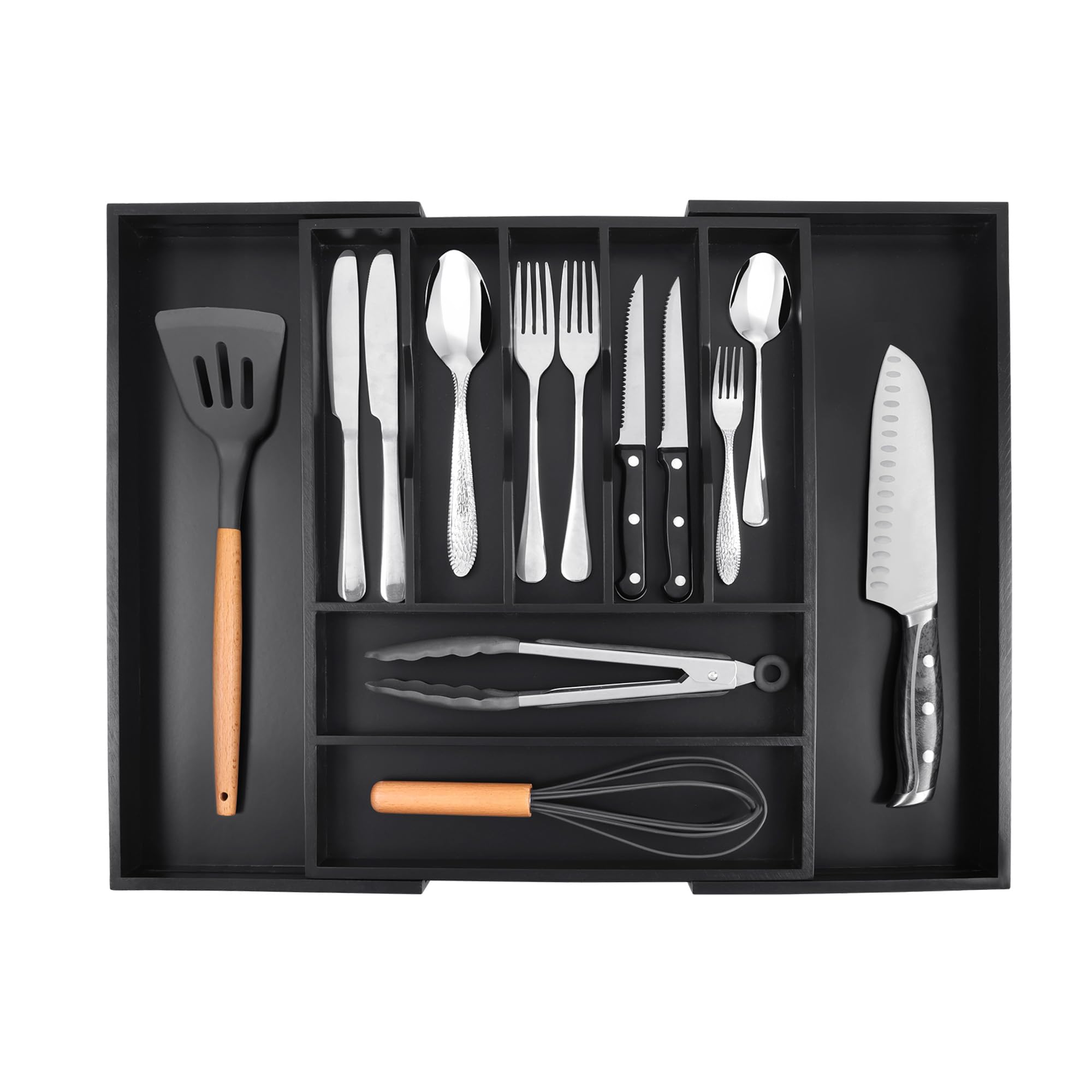 Bellsal Silverware Organizer Kitchen Drawer Organizer Expandable Bamboo Utensil Holder Cutlery Tray for Kitchen Utensil and Flatware Bedroom Office