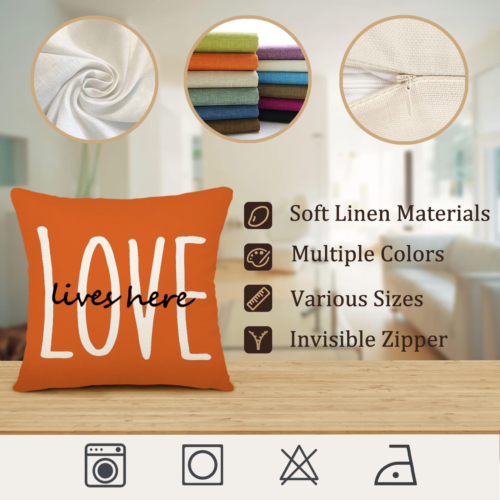 YCOLL Farmhouse Pillow Covers 18x18 Set of 4 Throw Pillow Covers Rustic Linen Decorative Pillows Square Cushion Covers for Couch Sofa Bedroom Home Decor