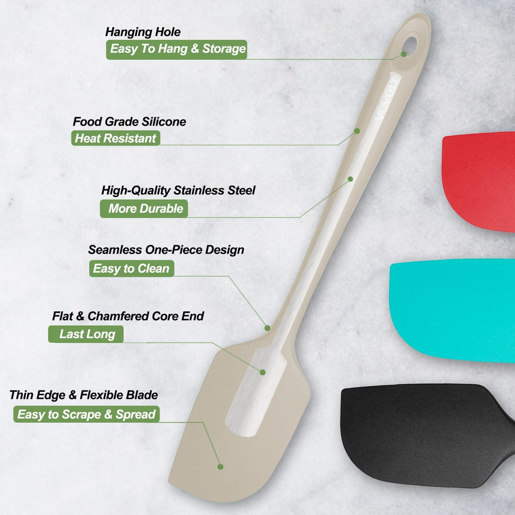 Silicone Spatulas and Scraper Bundle, High Heat Resistant,Great for Baking Cooking