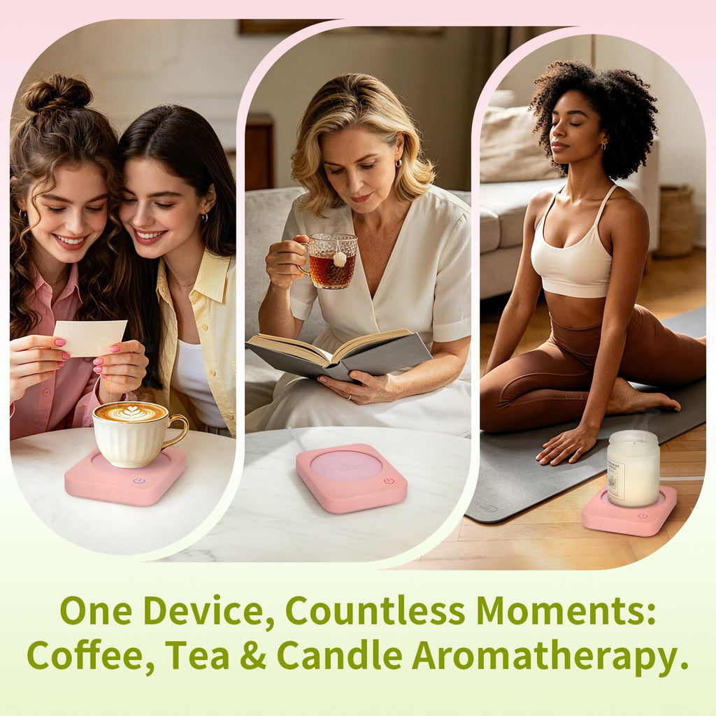 VOBAGA Coffee Mug Warmer for Desk with Auto Shut Off & 3-Temp Settings, Coffee Cup Warmer with Smart Safety Alert Home Office Accessory, Perfect for Coffee, Tea, Milk (Mug for Display)