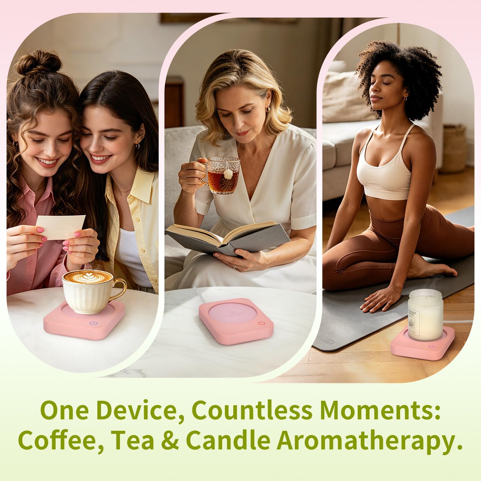 VOBAGA Coffee Mug Warmer for Desk with Auto Shut Off & 3-Temp Settings, Coffee Cup Warmer with Smart Safety Alert Home Office Accessory, Perfect for Coffee, Tea, Milk (Mug for Display)