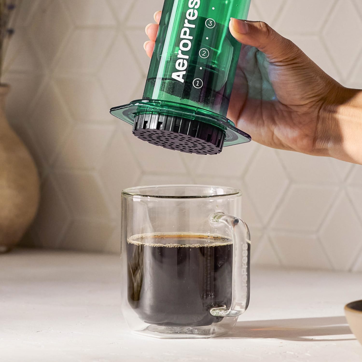 AeroPress Original Coffee Press - All-in-One French Press, Pour-Over & Espresso Style Manual Brewer, 2 Min Brew for Less Bitterness, More Flavor, Small Portable Coffee Maker, Travel & Camping