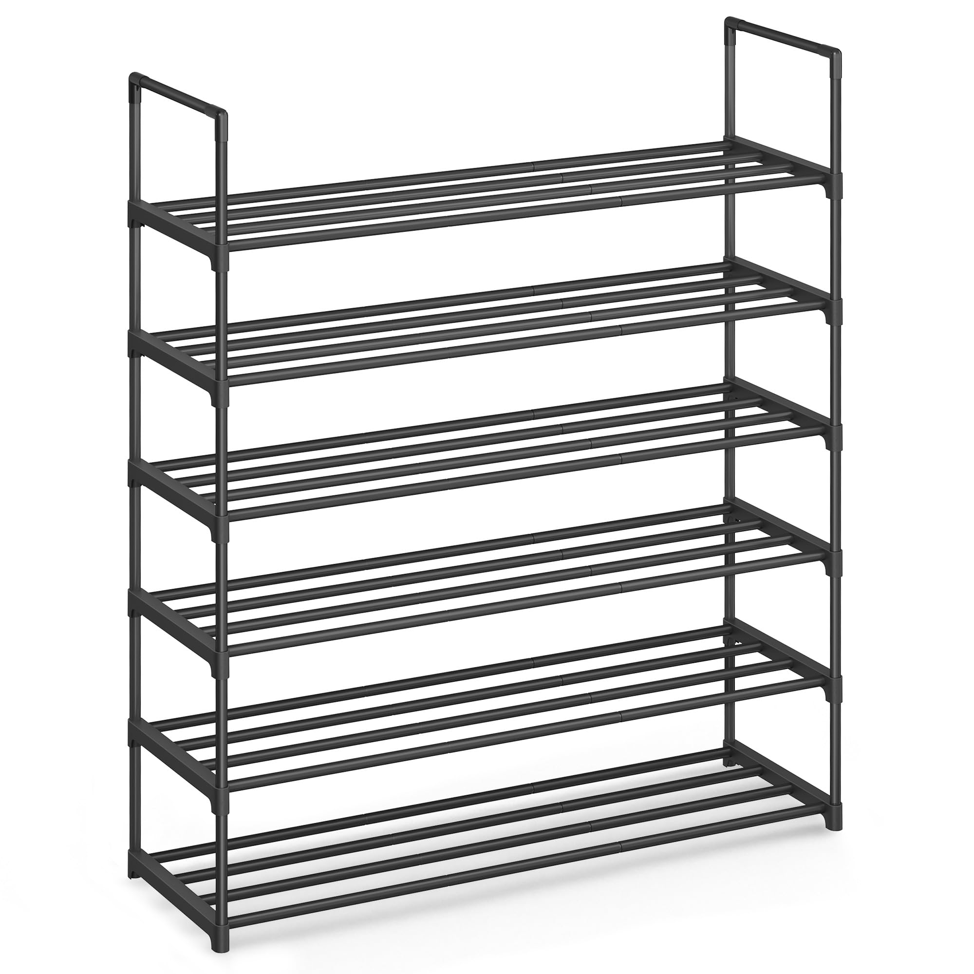 SONGMICS Shoe Rack, 3-Tier Shoe Organizer, Metal Storage Shelf, Upright or Upside Down, for 16-20 Pairs, Stackable, for Entryway, 11.8 x 36.2 x 21.7 Inches, Black ULSA303B02