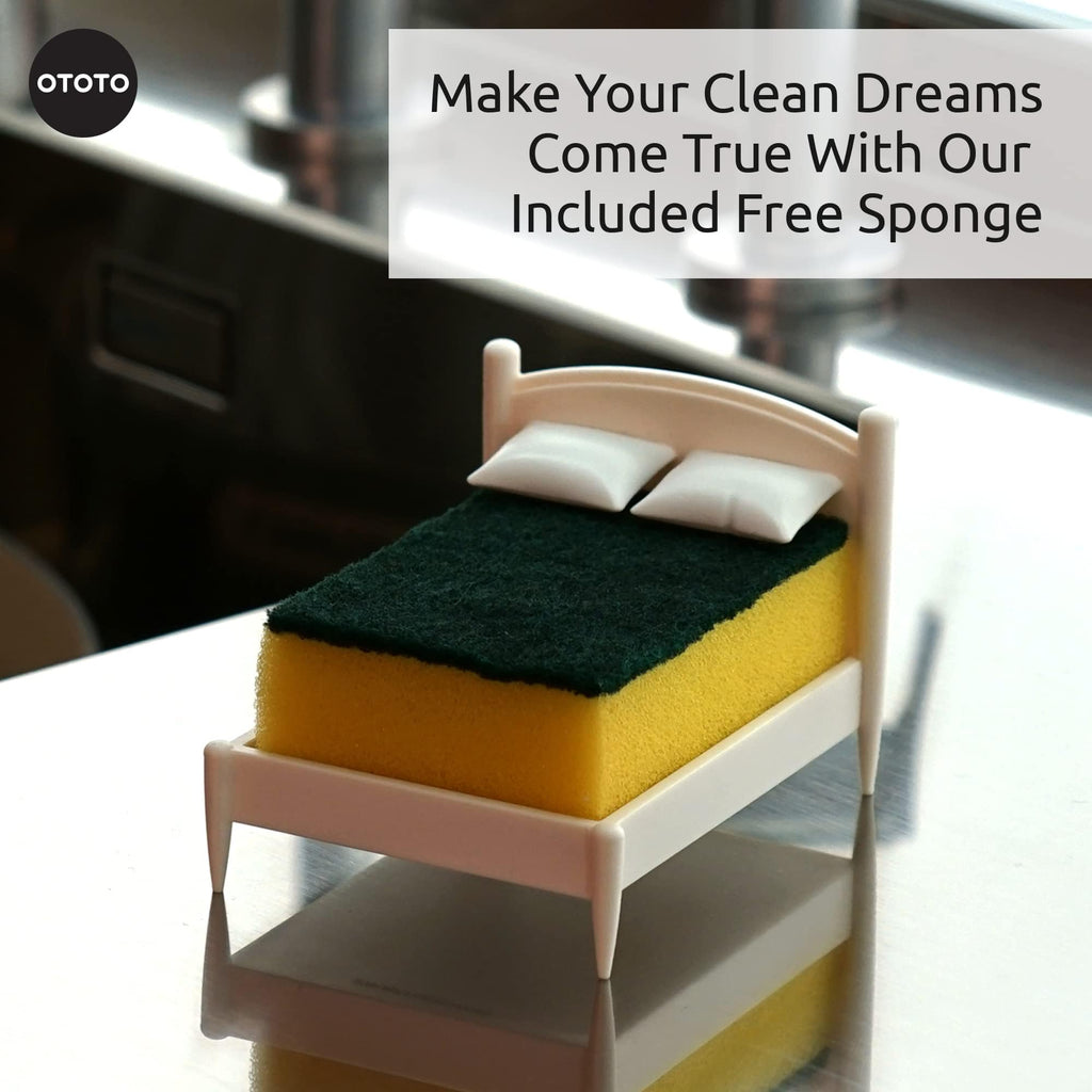 OTOTO Scrubby Cute Cat Sponge Holder for Kitchen Sink - Dishwasher Safe Dish Organizer- Compact, Cute Kitchen Accessories, Dish Sponge, White Elephant Gifts