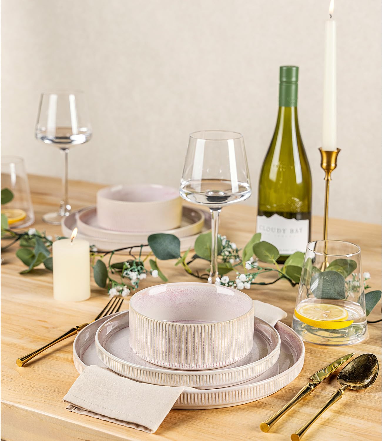 TheTerra Ceramic Dinnerware Sets for 4, 12 Pieces Porcelain Lightweight Speckled Plates and Bowls Sets, Scratch Resistant Dish Set, Oven & Microwave & Dishwasher Safe