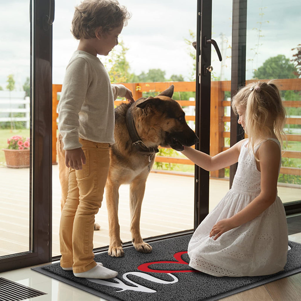 Door Mat (30"x17.5",Black), Welcome Mat Low Profile Front Doormat Floor Mat Non Slip Rugs for Entryway, Patio, High Traffic Areas