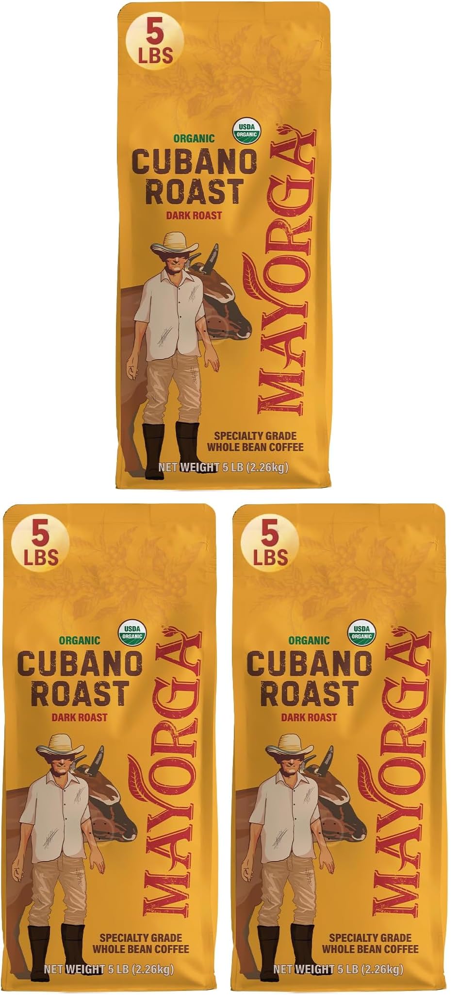 Mayorga Organic Coffee 2lb Cafe Cubano Roast - Dark Roast Whole Bean Specialty Grade Coffee, 100% Arabica, Slow Roasted, Bold and Smooth Flavor with Low Acidity - USDA Organic, Non-GMO, Kosher