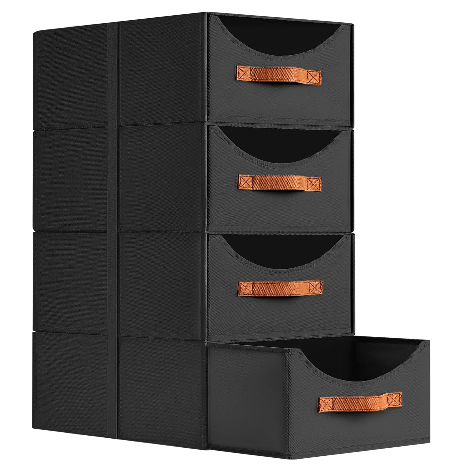 Homsorout Stackable Storage Drawers - Collapsible Storage Bins with Drawers, 4 Pack Closet Shelf Organizer Basket, Fabric Pull Out Organizer for Bedroom, Living Room, Dorm, Beige