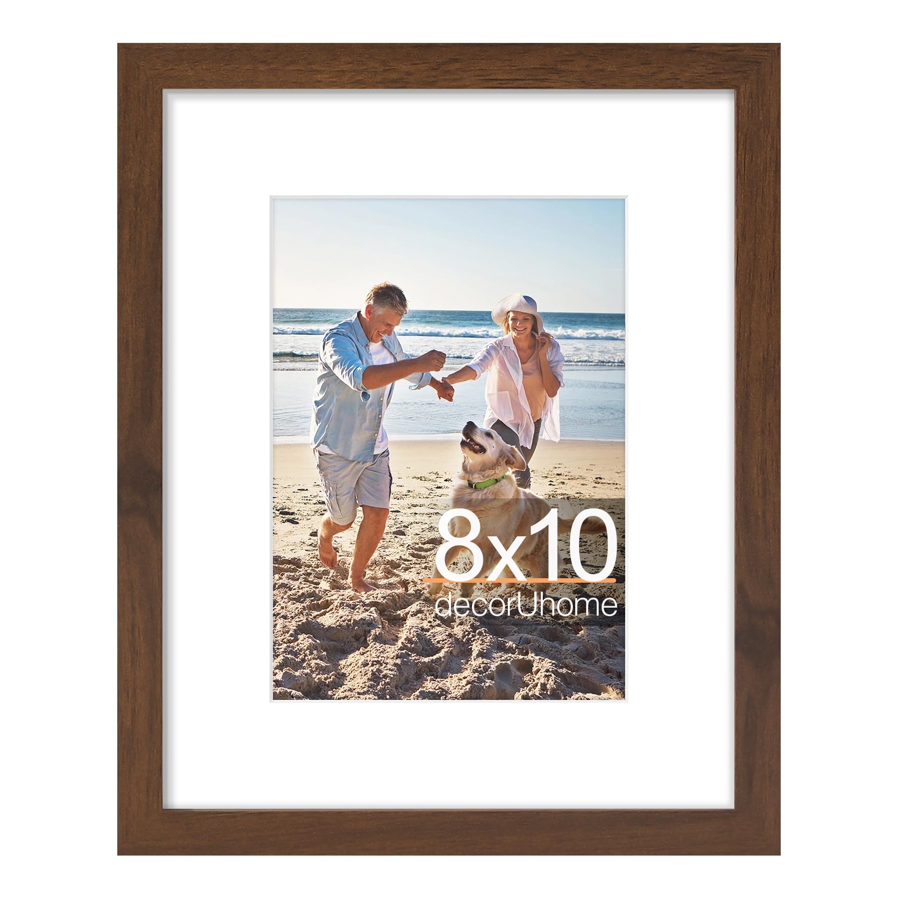 decorUhome 8x10 Picture Frame, Display Pictures 5x7 with Mat or 8x10 without Mat, Wall & Tabletop Display Photo Frame, Black, 1 Pack
