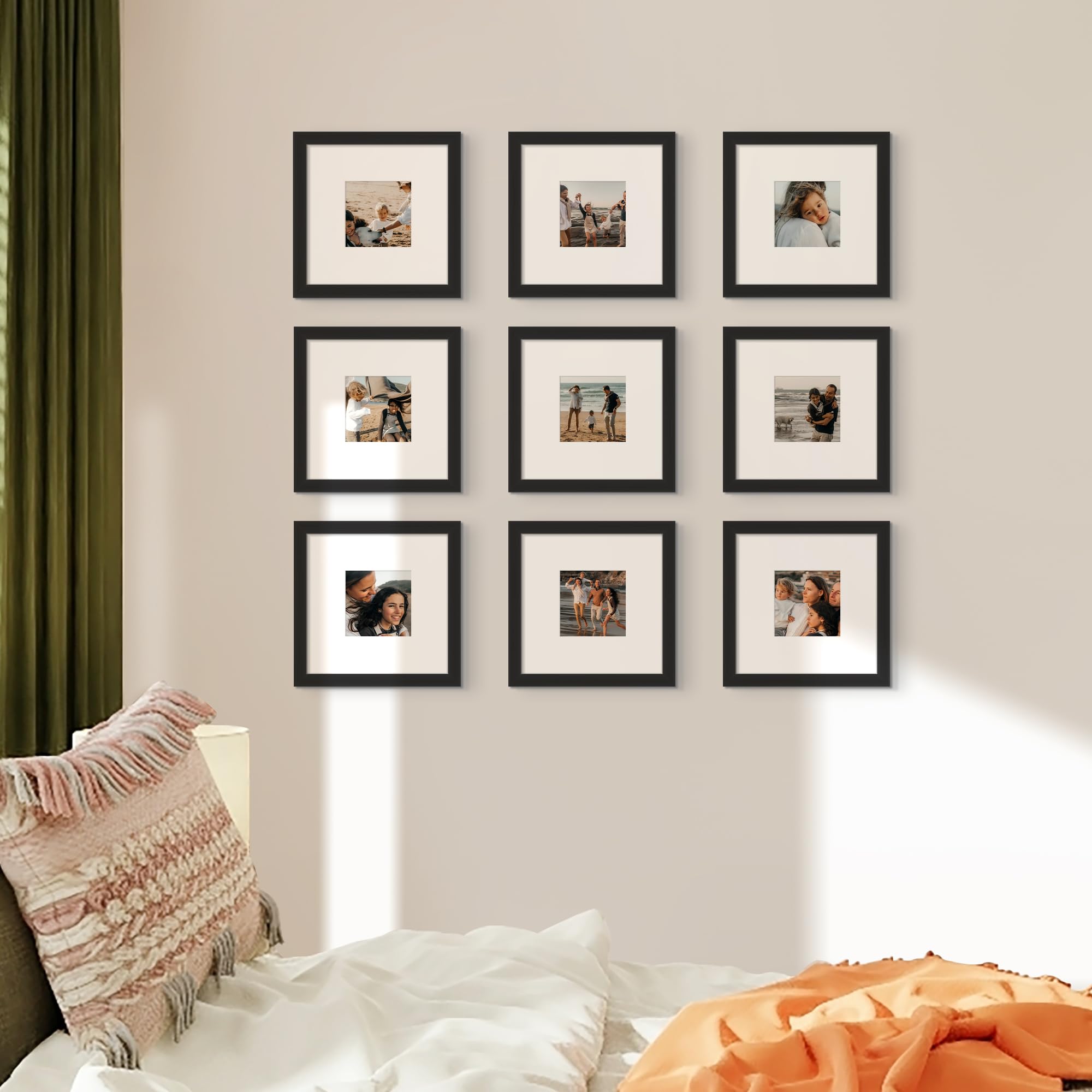 upsimples 5x7 Picture Frame Set of 10, Display Pictures 4x6 with Mat or 5x7 Without, Multi Photo Frames Collage for Wall or Tabletop Display, Black