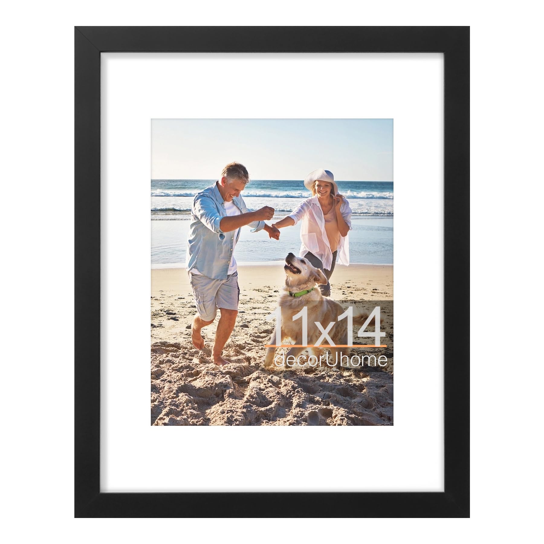decorUhome 8x10 Picture Frame, Display Pictures 5x7 with Mat or 8x10 without Mat, Wall & Tabletop Display Photo Frame, Black, 1 Pack