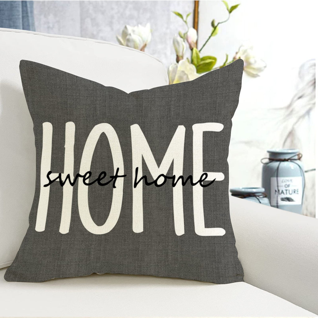 YCOLL Farmhouse Pillow Covers 18x18 Set of 4 Throw Pillow Covers Rustic Linen Decorative Pillows Square Cushion Covers for Couch Sofa Bedroom Home Decor