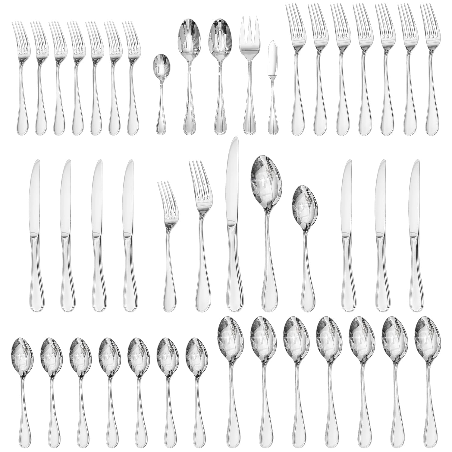 KINGSTONE 20 Piece Teardrop Silverware Set for 4, 18/10 Stainless Steel Flatware Set, Modern Design Cutlery Set for Home/Hotel/Wedding,Mirror Polished and Dishwasher Safe