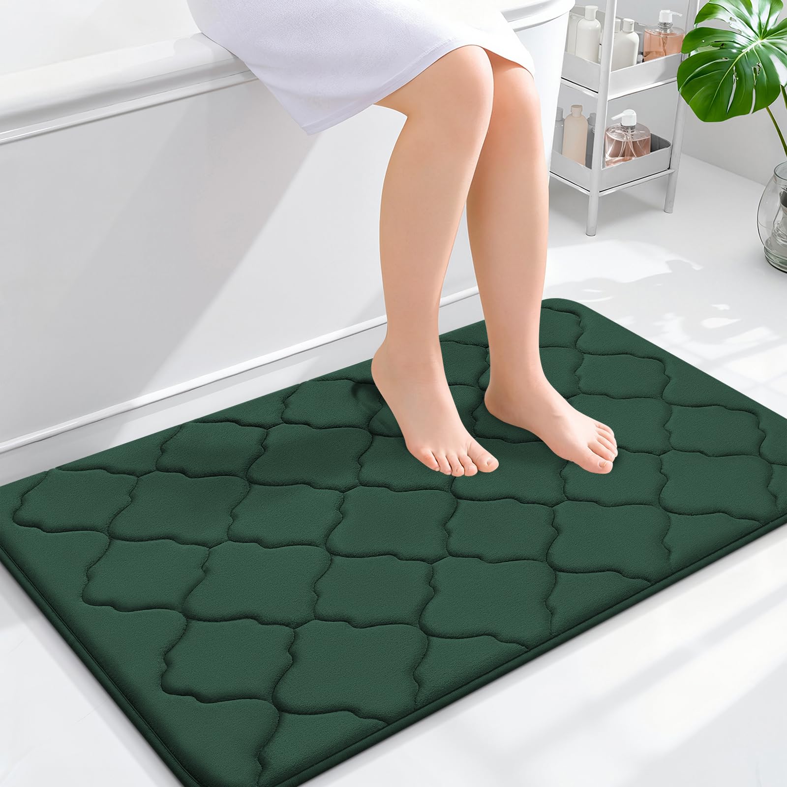 OLANLY Memory Foam Bath Mat Rug 24x16, Ultra Soft and Absorbent Bathroom Rugs, Non-Slip, Comfortable, Machine Washable Bath Carpet for Bathroom Floor, Tub, Shower and Home Decor Accessories, Black