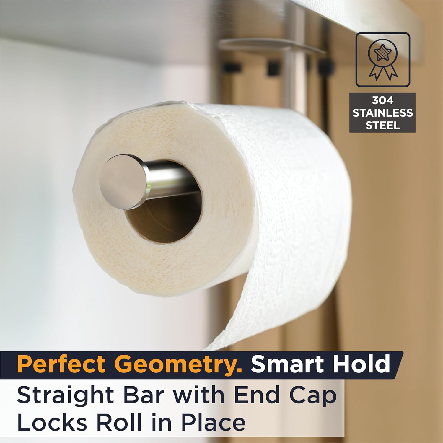 Deiss Pro Paper Towel Holder – Under Cabinet, Wall Mount, or Countertop – Rust-Resistant Stainless Steel, One-Handed Tear Design, Space-Saving Paper Towel Dispenser, Towel Holder for Kitchen