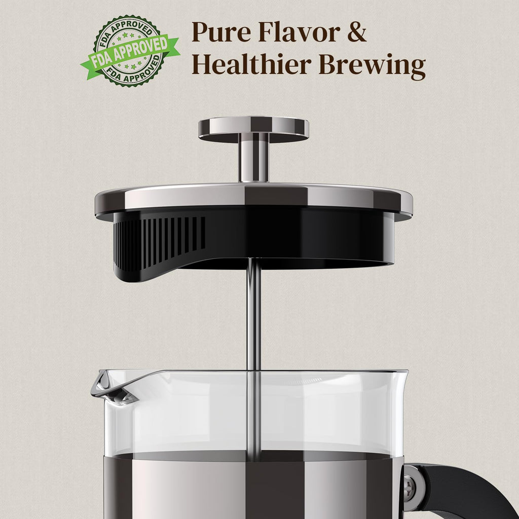 Veken French Press Coffee Maker 21oz 0.6 L, Single Serve Small Pot, Heat Resistant Thickened Borosilicate Glass, Stainless Steel Brewer, Cold Brew Cafetera Teapot for Kitchen Travel Camping, Copper