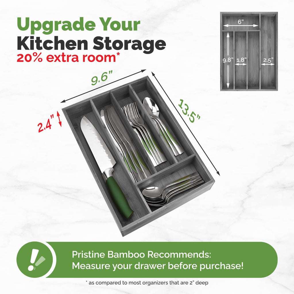 Silverware Organizer - Expandable Kitchen Drawer Organizer - Adjustable Kitchen Drawer Organizer for Utensils, Expandable to 22 Inches Wide, 10 Compartments, Silverware Tray for Drawer