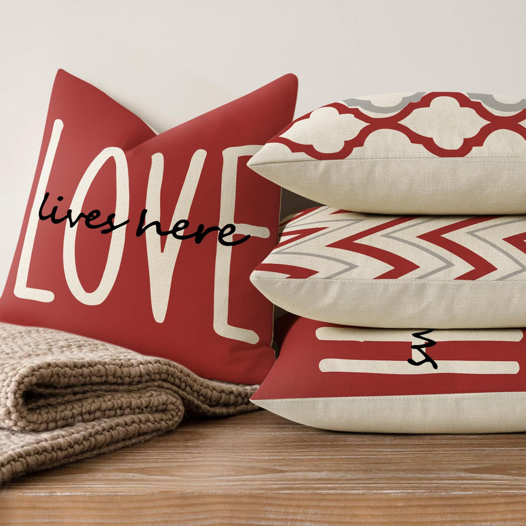 YCOLL Farmhouse Pillow Covers 18x18 Set of 4 Throw Pillow Covers Rustic Linen Decorative Pillows Square Cushion Covers for Couch Sofa Bedroom Home Decor
