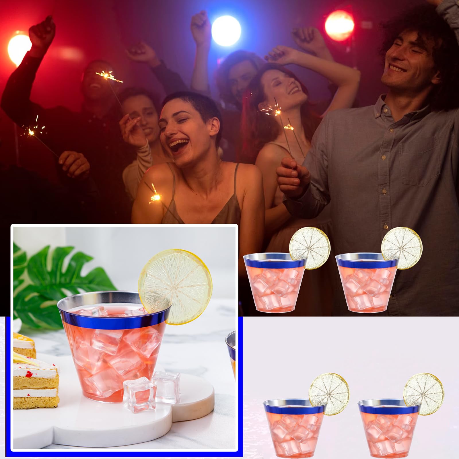 DaYammi 100 Pack 10oz Pink Plastic Cups for Party Premium Glitter Disposable Plastic Cup for Martini and Cocktail, Hard Pink Disposable Cups for Wedding,pink cups for Mother's Day Party