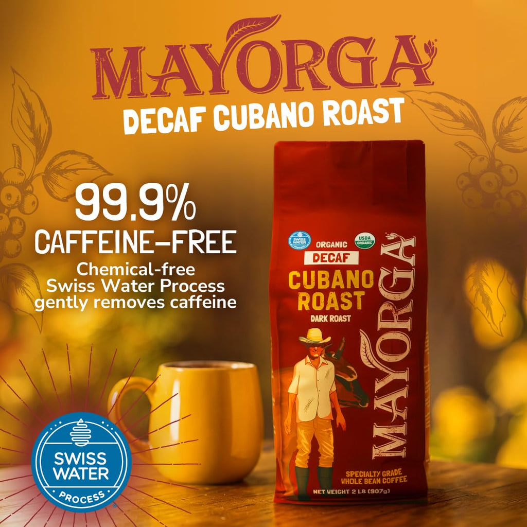 Mayorga Organic Coffee 2lb Cafe Cubano Roast - Dark Roast Whole Bean Specialty Grade Coffee, 100% Arabica, Slow Roasted, Bold and Smooth Flavor with Low Acidity - USDA Organic, Non-GMO, Kosher