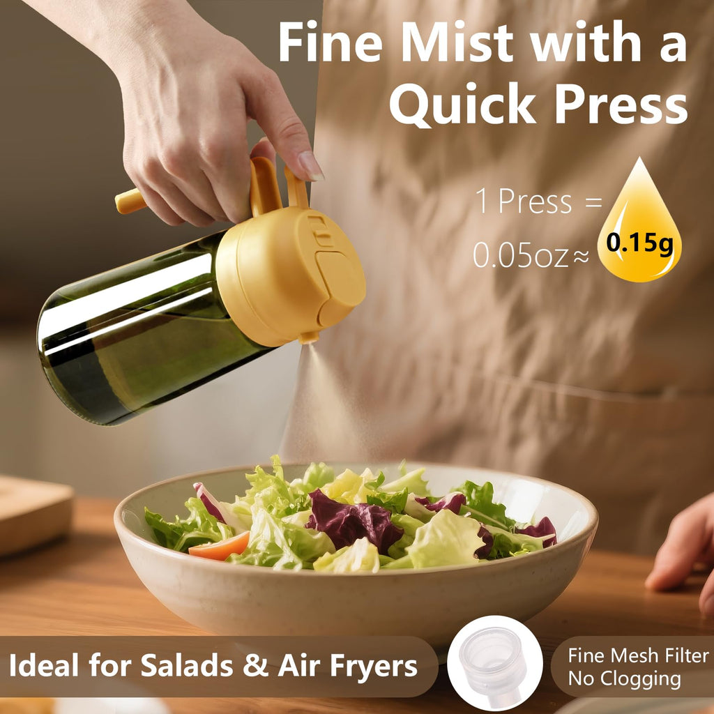 SWEET VIEW Olive Oil Dispenser and Oil Sprayer – 16oz/470ml Glass Light-Proof Oil Pourer for Kitchen, Air Fryer, Cooking, Salad, and BBQ