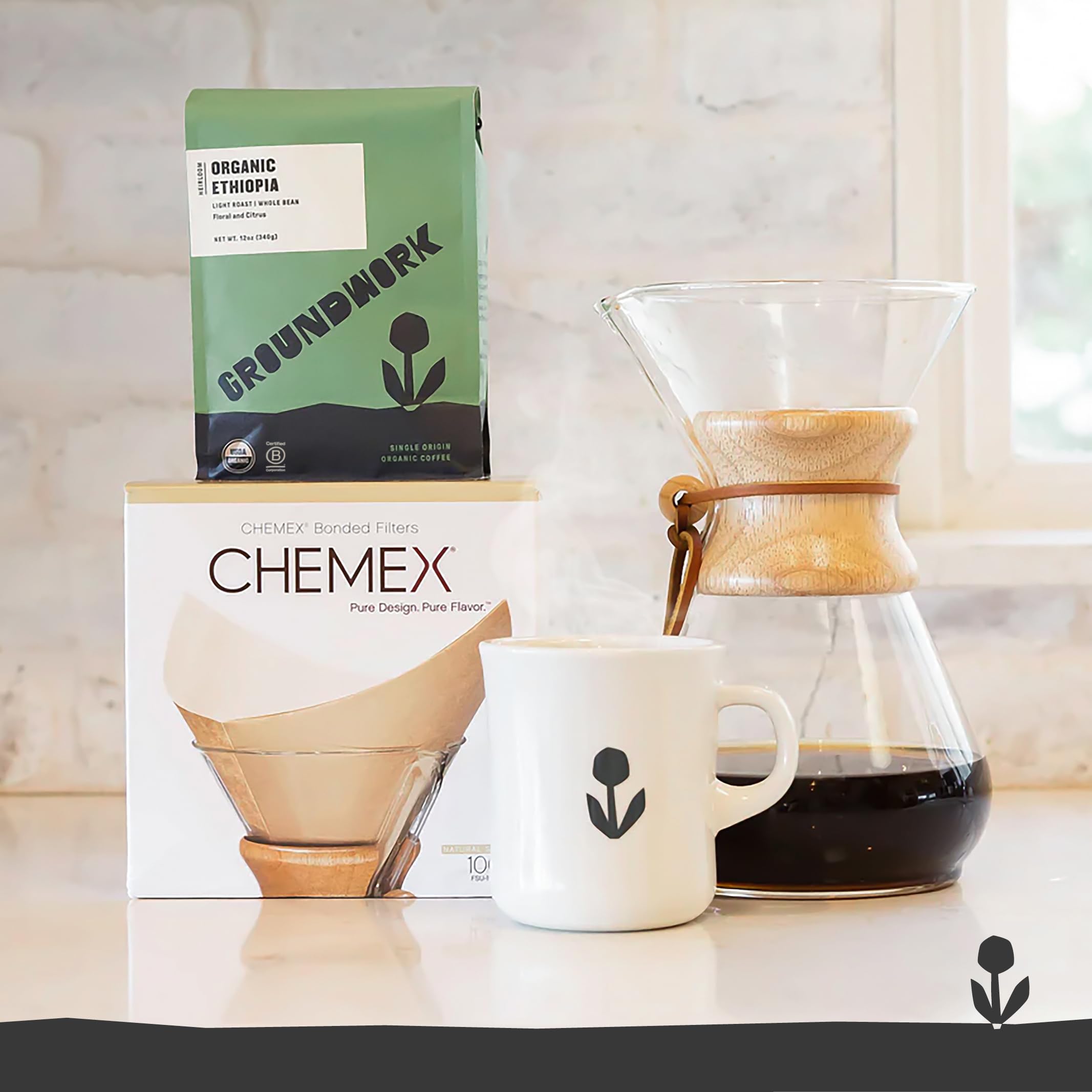 GROUNDWORK Ethiopia Heirloom Blend - Whole Bean Coffee Light Roast - USDA Organic Single Origin Coffee - 12oz (Pack of 1)