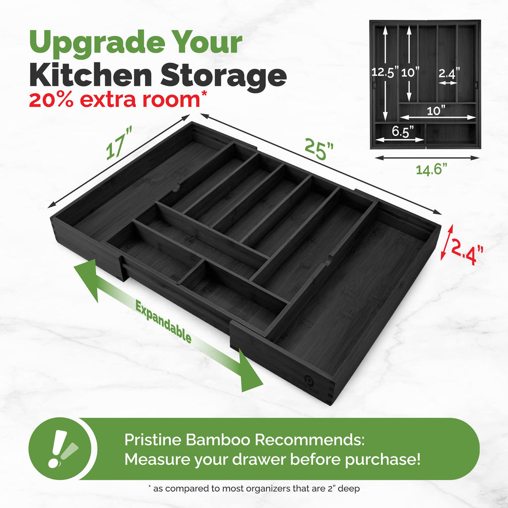 Silverware Organizer - Expandable Kitchen Drawer Organizer - Adjustable Kitchen Drawer Organizer for Utensils, Expandable to 22 Inches Wide, 10 Compartments, Silverware Tray for Drawer