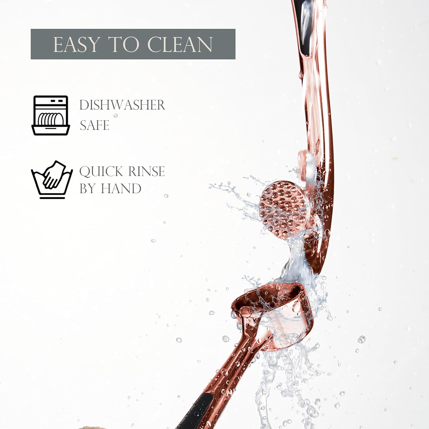 Kitessensu High Effective Premium Garlic Press Set, With Silicone Garlic Peeler & Brush, Heavy Duty Garlic Mincer, Easy to Squeeze and Clean, Rust Proof & Dishwasher Safe - Rose Gold