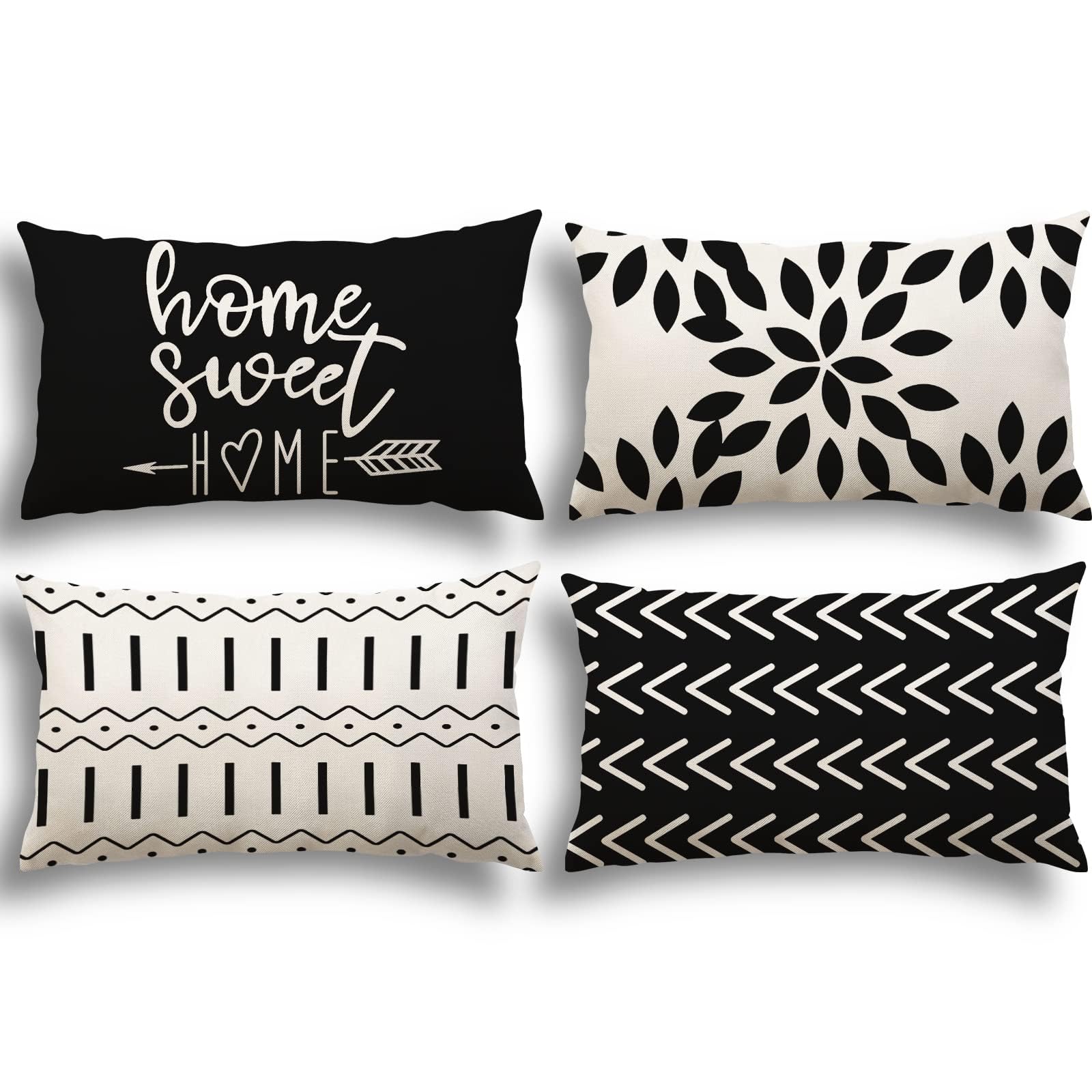 YCOLL Pillow Covers 18x18 Set of 4, Modern Sofa Throw Pillow Cover, Decorative Outdoor Linen Fabric Pillow Case for Couch Bed Car，Light Blue