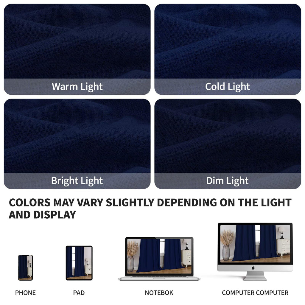 CUCRAF 100% Blackout Window Curtains 84 inches Long 2 Panels Set, Faux Linen Look Thermal Insulated Grommet Drapes, Room Darkening Curtain for Bedroom Living Room(W52 x L84 Inch, Light Khaki)
