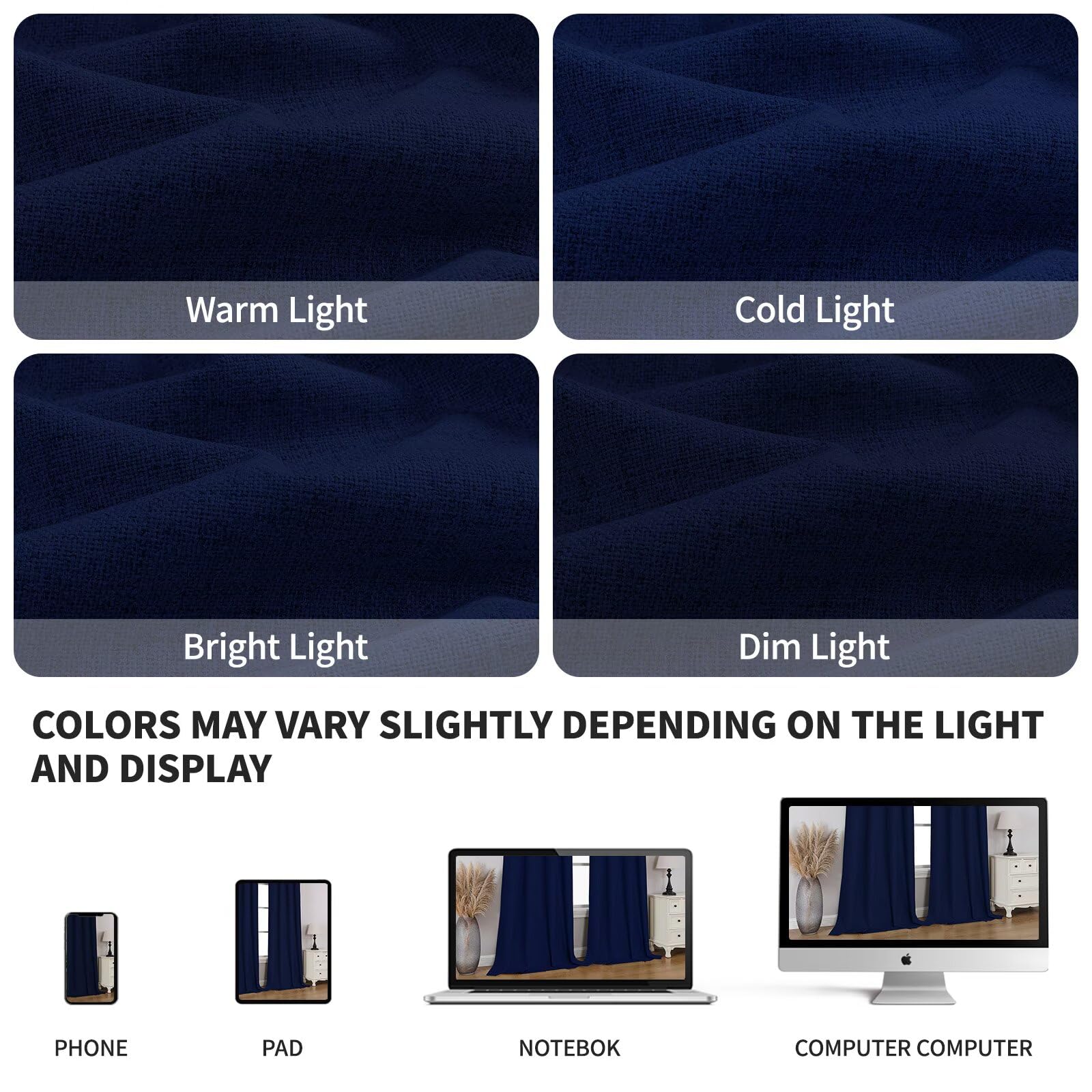 CUCRAF 100% Blackout Window Curtains 84 inches Long 2 Panels Set, Faux Linen Look Thermal Insulated Grommet Drapes, Room Darkening Curtain for Bedroom Living Room(W52 x L84 Inch, Light Khaki)