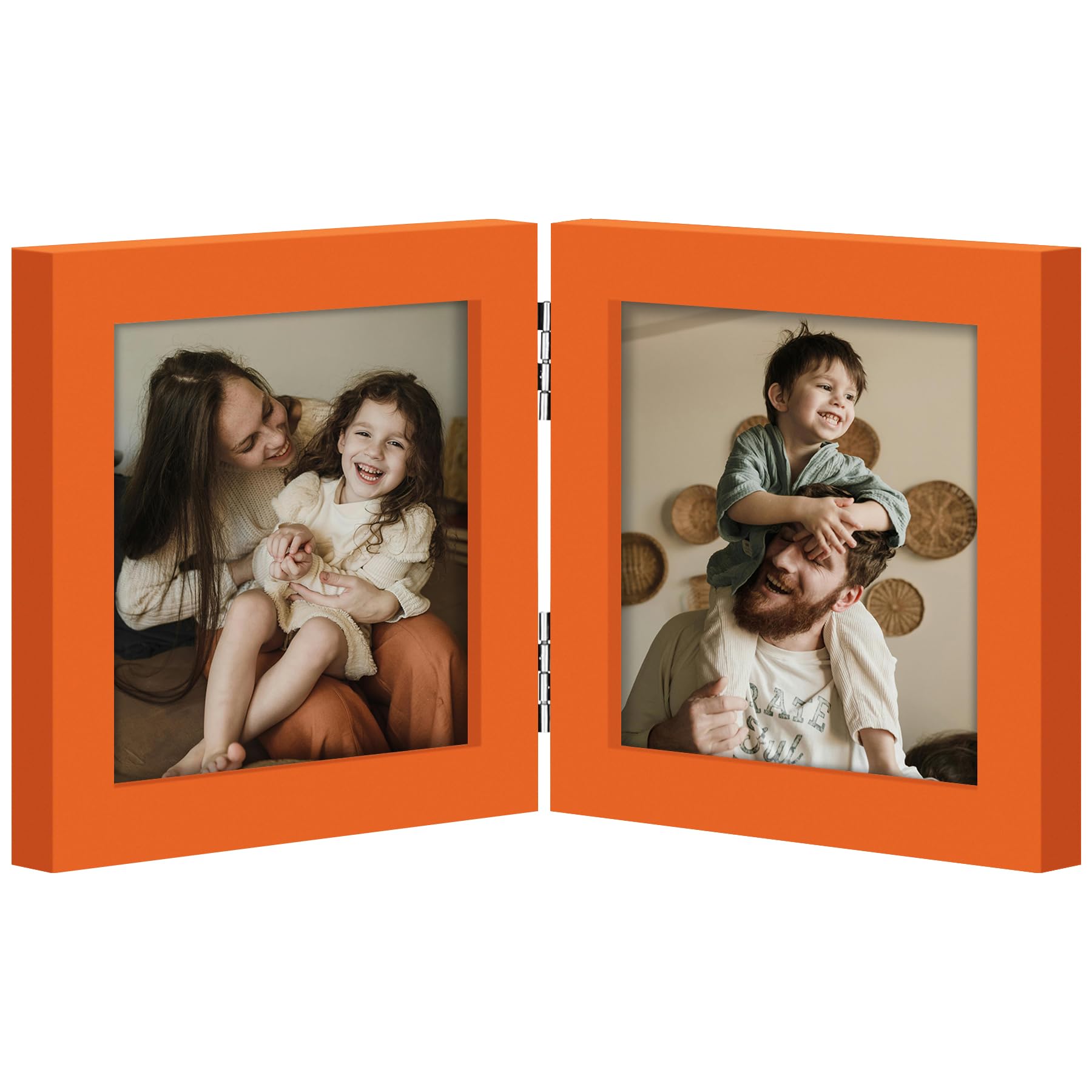 decorUhome Double 4x6 Picture Frame Vertical, Engineered Wood Bifold Photo Frame with Plexiglass for Tabletop Display, 4x6, Black