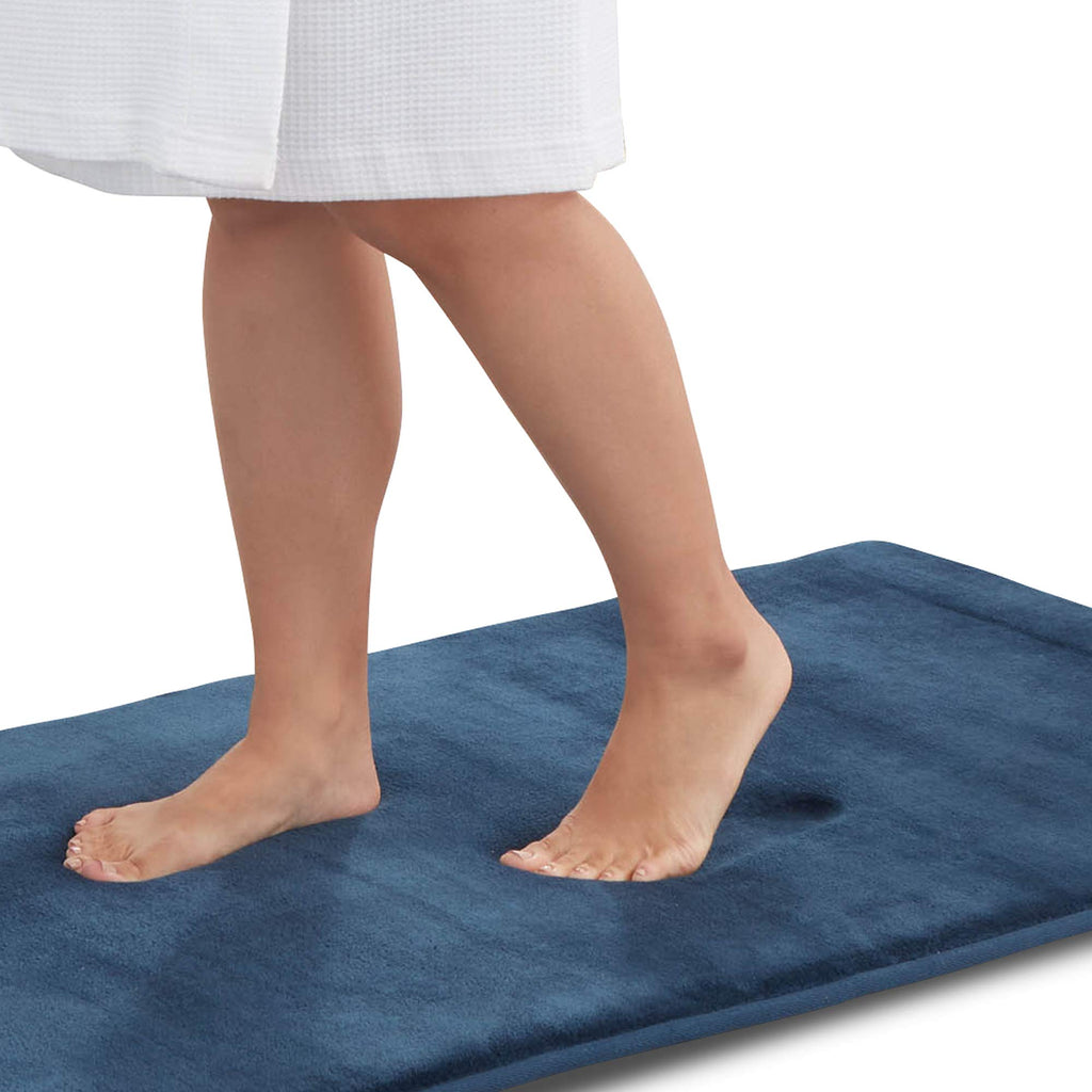 Genteele Memory Foam Bath Mat Non Slip Absorbent Super Cozy Velvet Bathroom Rug Carpet (20 inches X 32 inches, Grey)