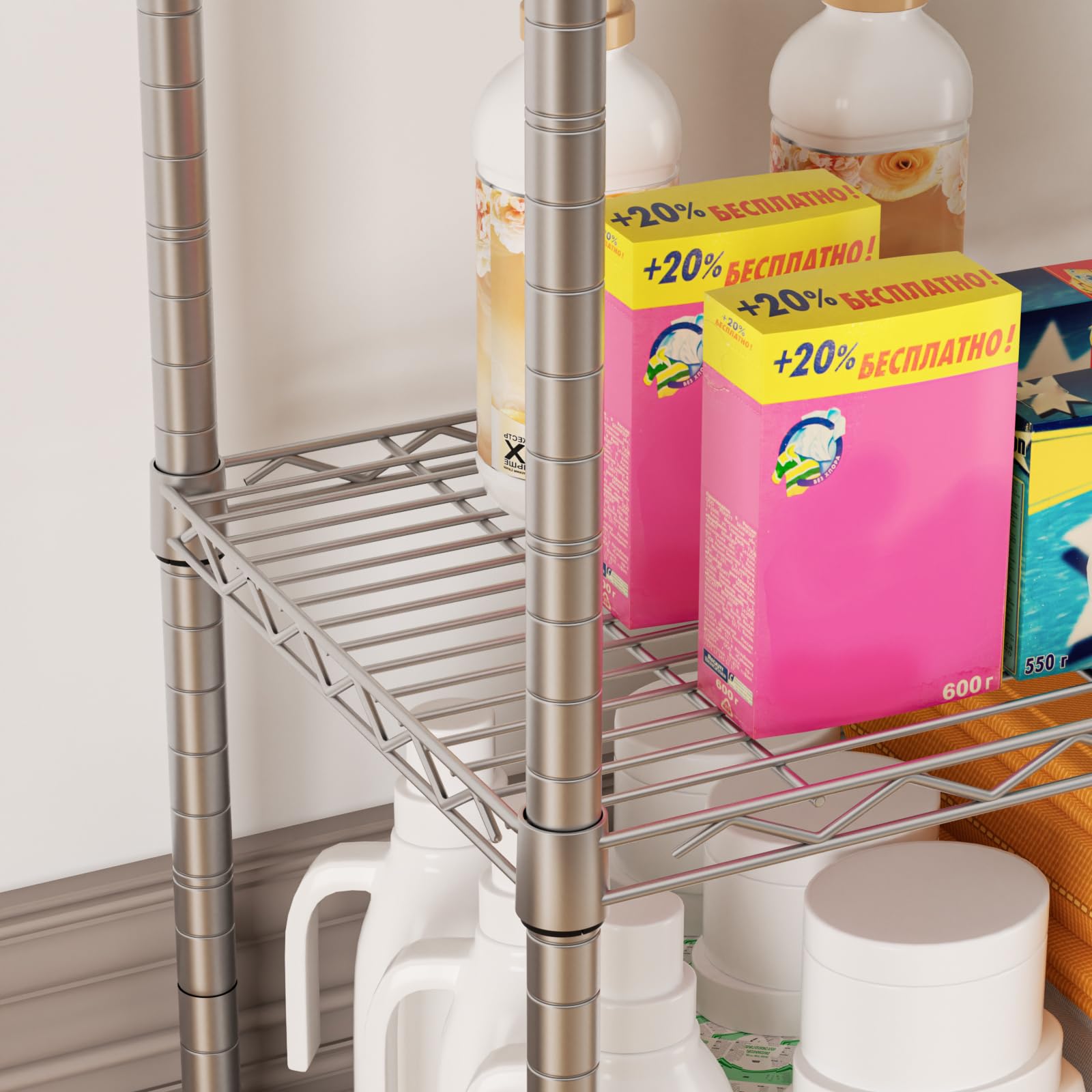 SINGAYE 3 Small Shelves Storage Shelf Wire Shelving Unit Metal Shelf Adjustable Organizers Storage Shelving with Wheels for Bathroom Laundry Room Kitchen Pantry11.5”D x 17.5”W x 30.5”H White