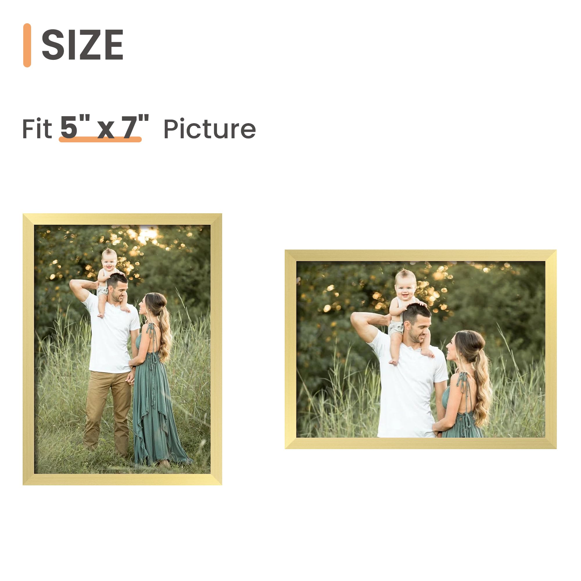 upsimples 5x7 Picture Frame Set of 3, Made of High Definition Glass for 5 x 7 Black Frames, Wall and Tabletop Display Thin Border Photo Frame for Home Décor