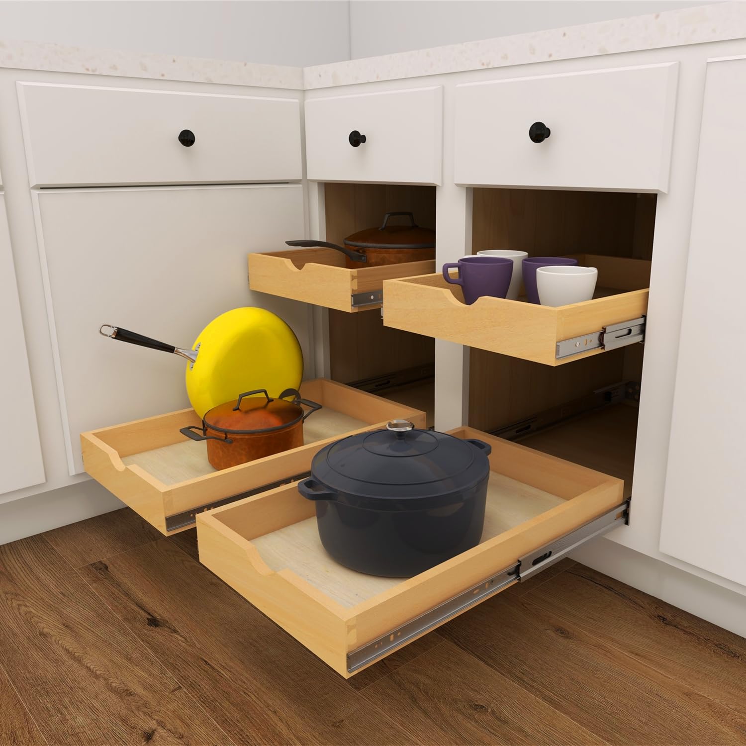 Elysian Under Desk Drawers 30" W × 21" D Add-on Drawers for Under Desk or Cabinet, Multipurpose Drawer Storage for Office Supplies, Smooth Pull Out Cabinet Organizer