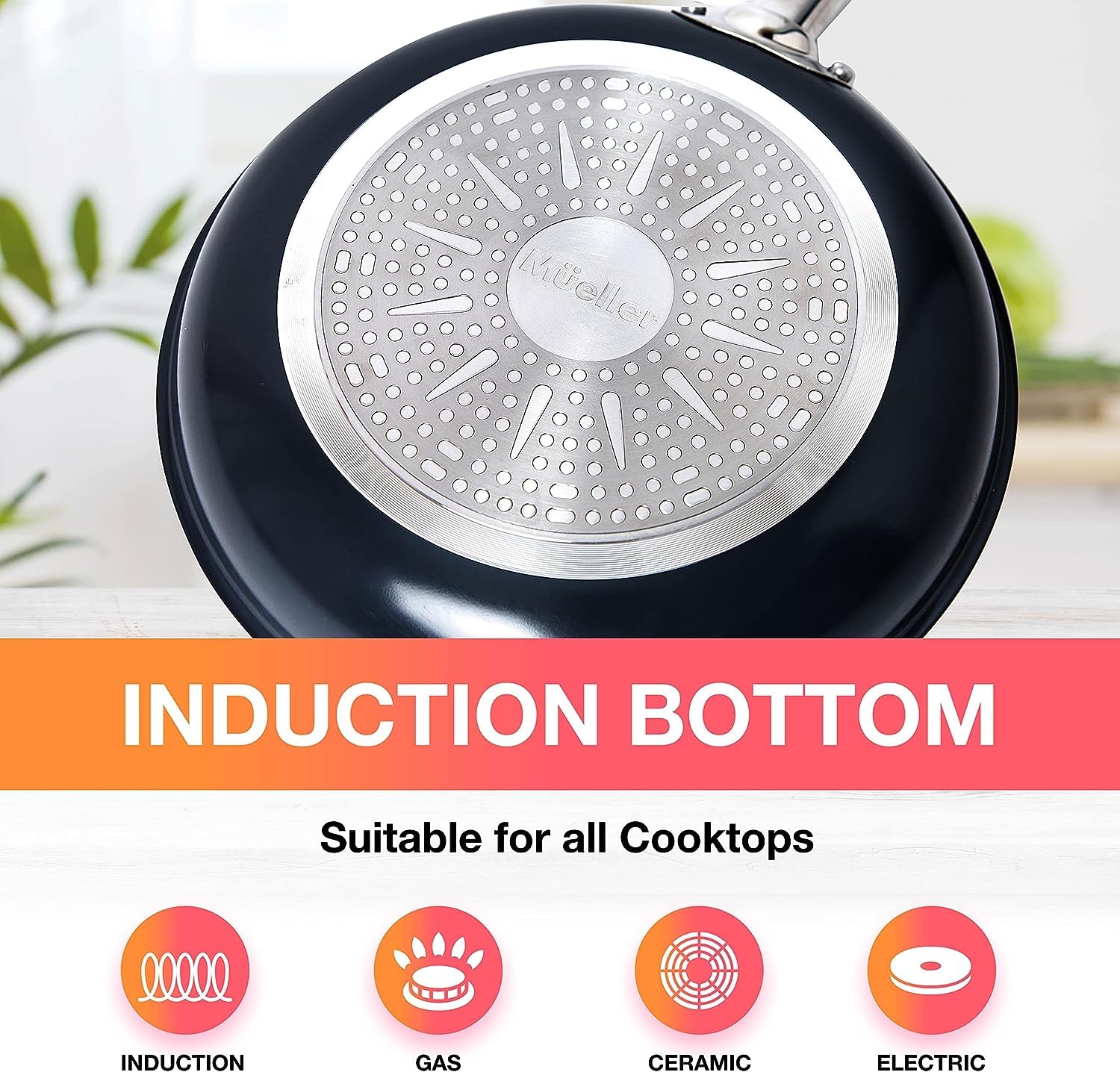 Mueller Pots and Pans Set 17-Piece, Ultra-Clad Pro Stainless Steel Cookware Set, Ergonomic EverCool Handle, Induction Cookware, Includes Saucepans, Skillets, Dutch Oven, Stockpot, Steamer For Cooking