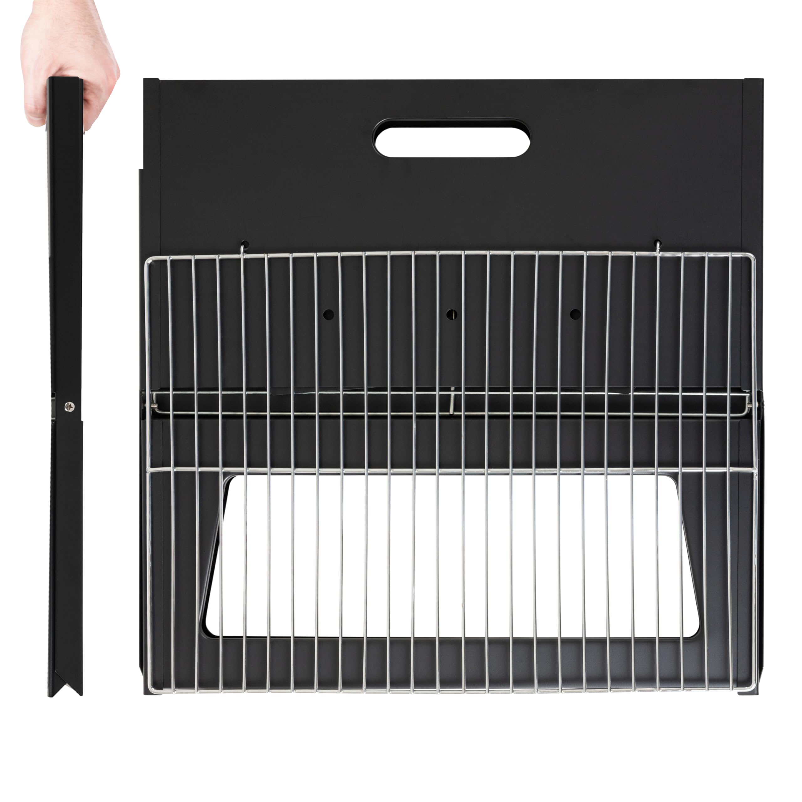 Fire Sense 60508 Notebook BBQ Grill 3.5mm Cooking Bars Instant Foldable & Easy Portability For Outdoor Barbecues Camping Traveling Picnics Garden Beach Party - Black