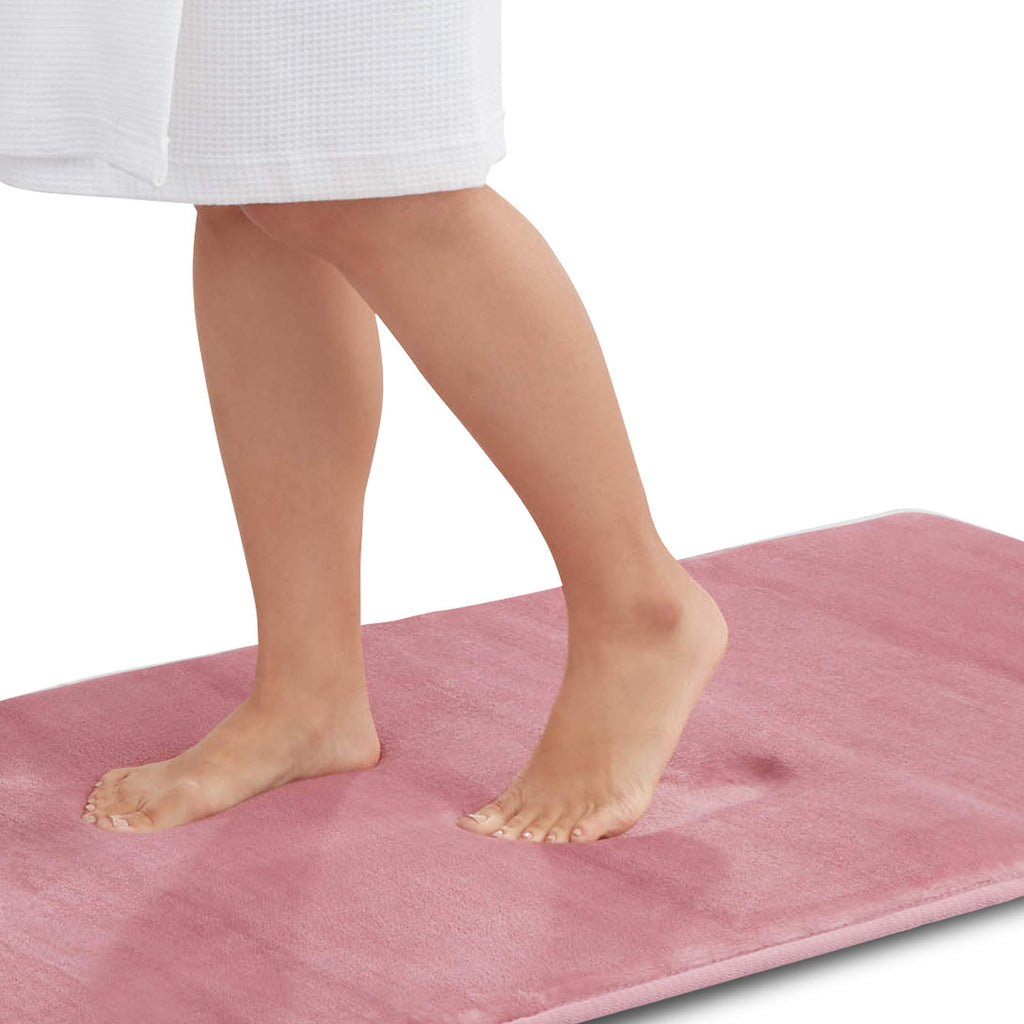 Genteele Memory Foam Bath Mat Non Slip Absorbent Super Cozy Velvet Bathroom Rug Carpet (20 inches X 32 inches, Grey)