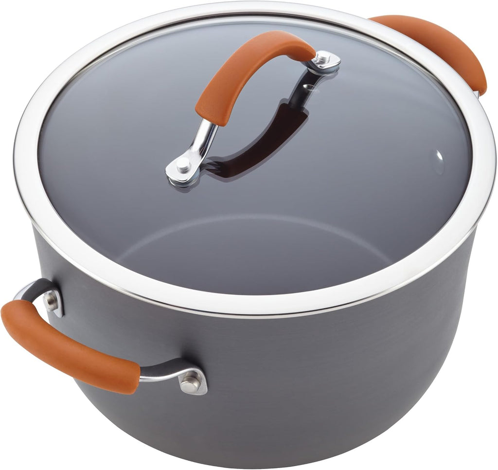 Rachael Ray - 16802 Rachael Ray Cucina Nonstick Cookware Pots and Pans Set, 12 Piece, Sea Salt Gray