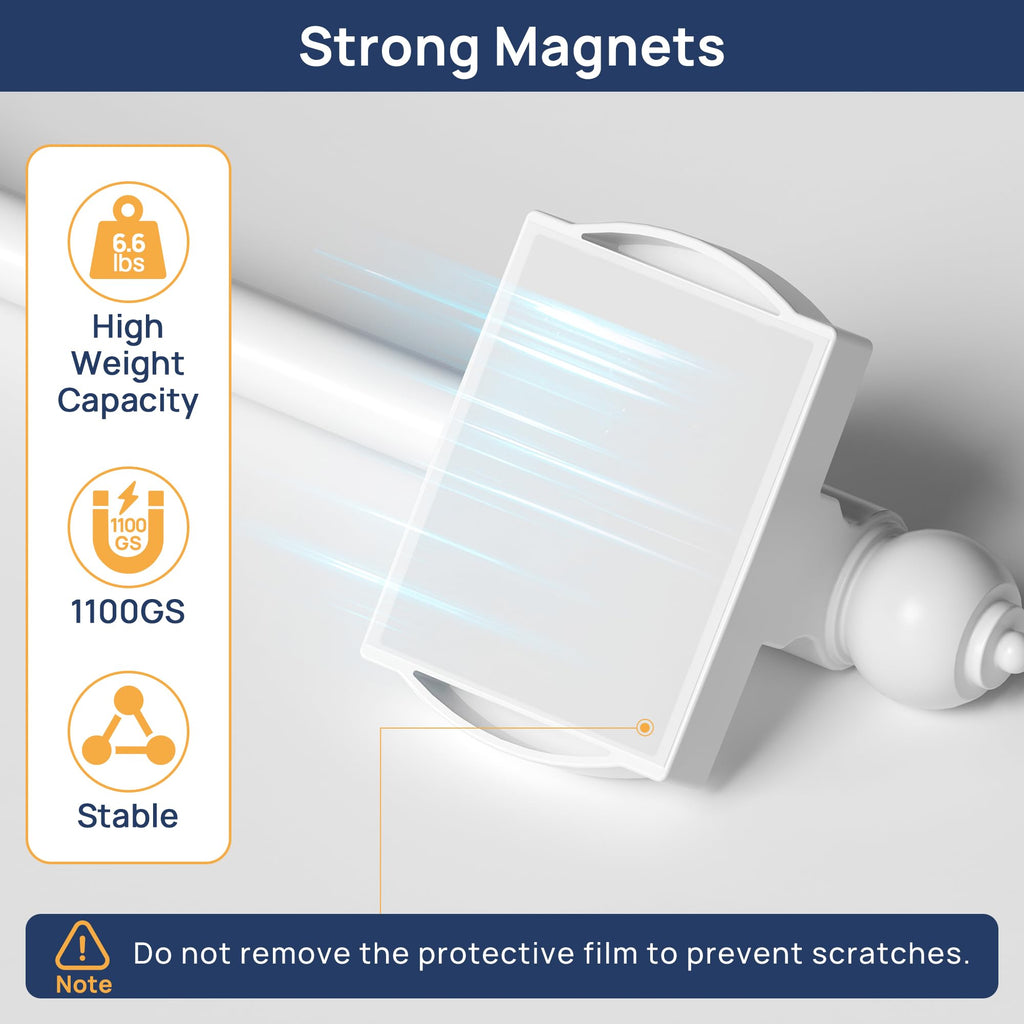 ENJOYBASICS 1 Pack Magnetic Curtain Rod, 16 to 28 Inches Adjustable Strong Magnet Bar for Door, Classroom Whiteboard, and Any Metal Space, No Drill Required, White