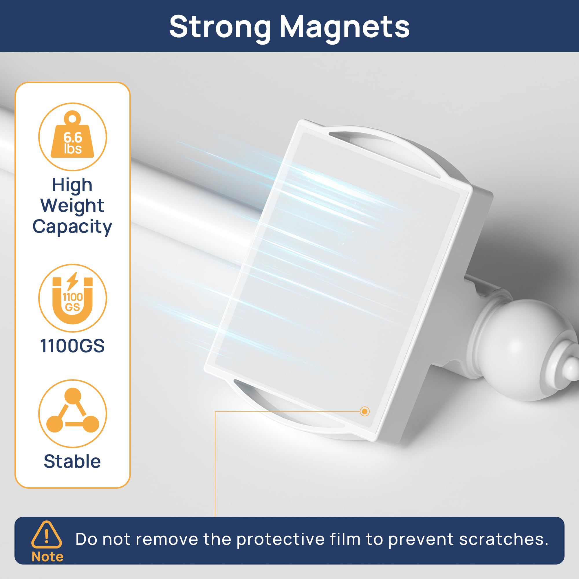 ENJOYBASICS 1 Pack Magnetic Curtain Rod, 16 to 28 Inches Adjustable Strong Magnet Bar for Door, Classroom Whiteboard, and Any Metal Space, No Drill Required, White