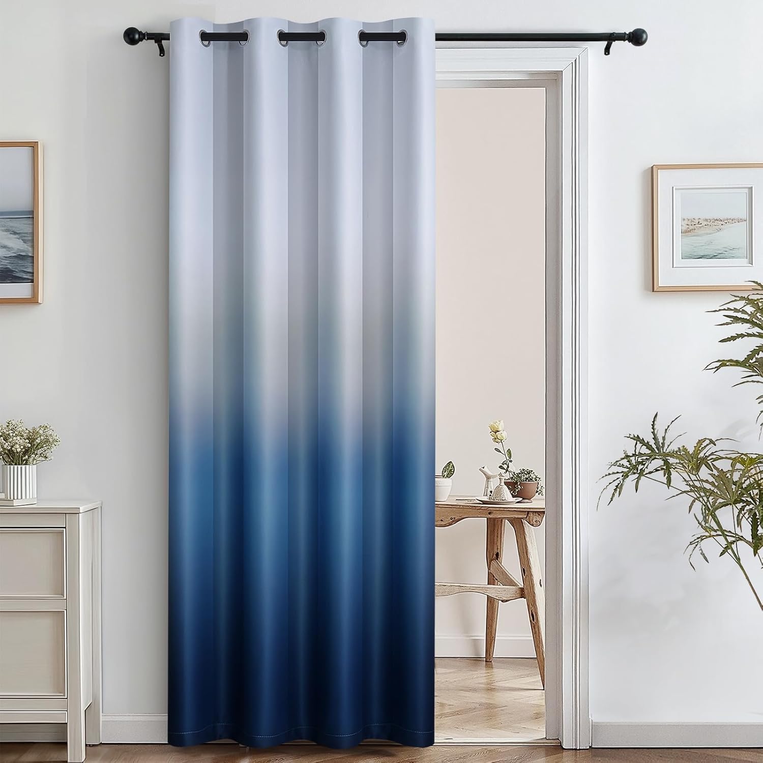 SimpleHome Ombre Room Darkening Curtains for Bedroom, Gradient Black to Grey White Light Blocking Thermal Insulated Grommet Window Curtain/Drapes for Living Room,2 Panels, 52x84 inches Length