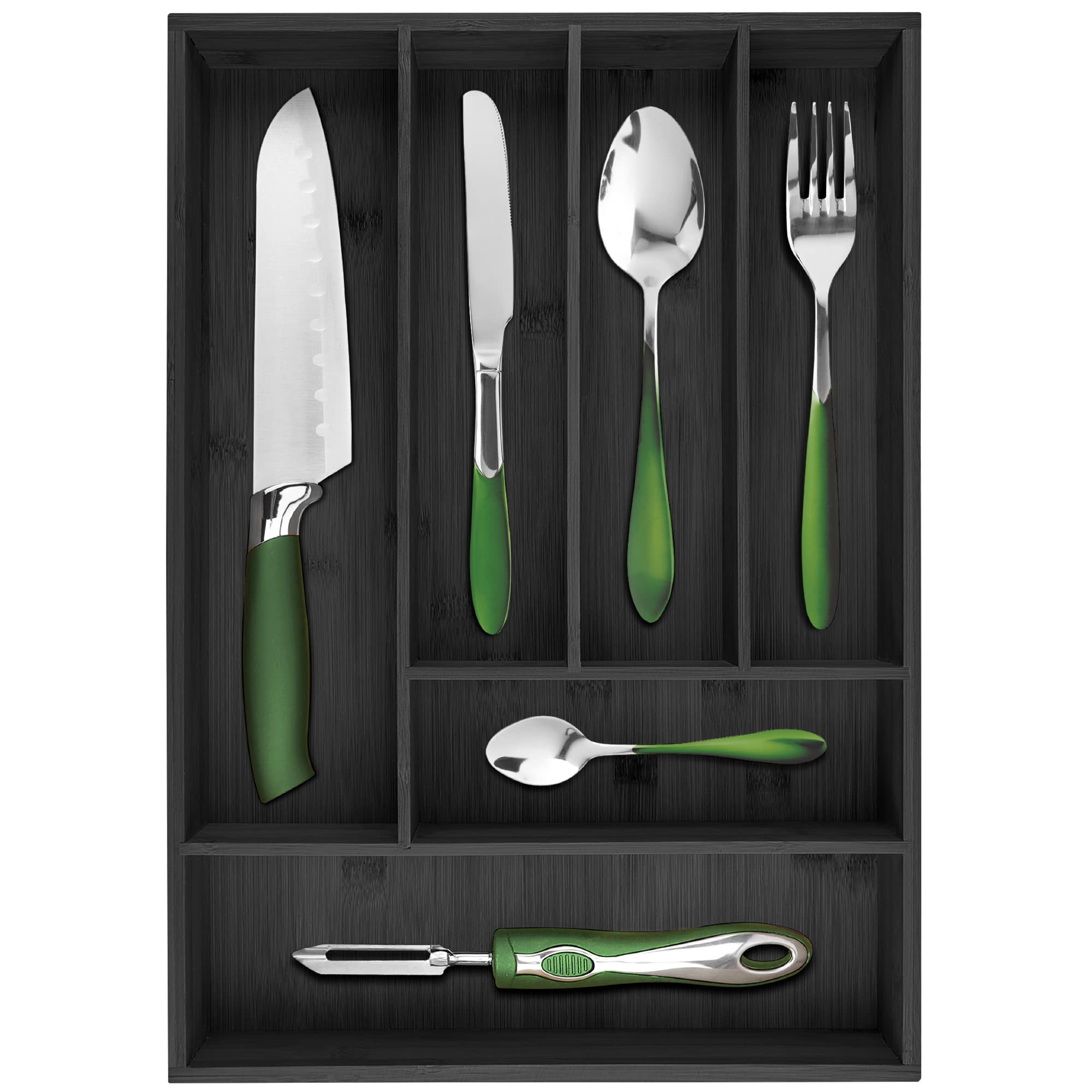 Silverware Organizer - Expandable Kitchen Drawer Organizer - Adjustable Kitchen Drawer Organizer for Utensils, Expandable to 22 Inches Wide, 10 Compartments, Silverware Tray for Drawer