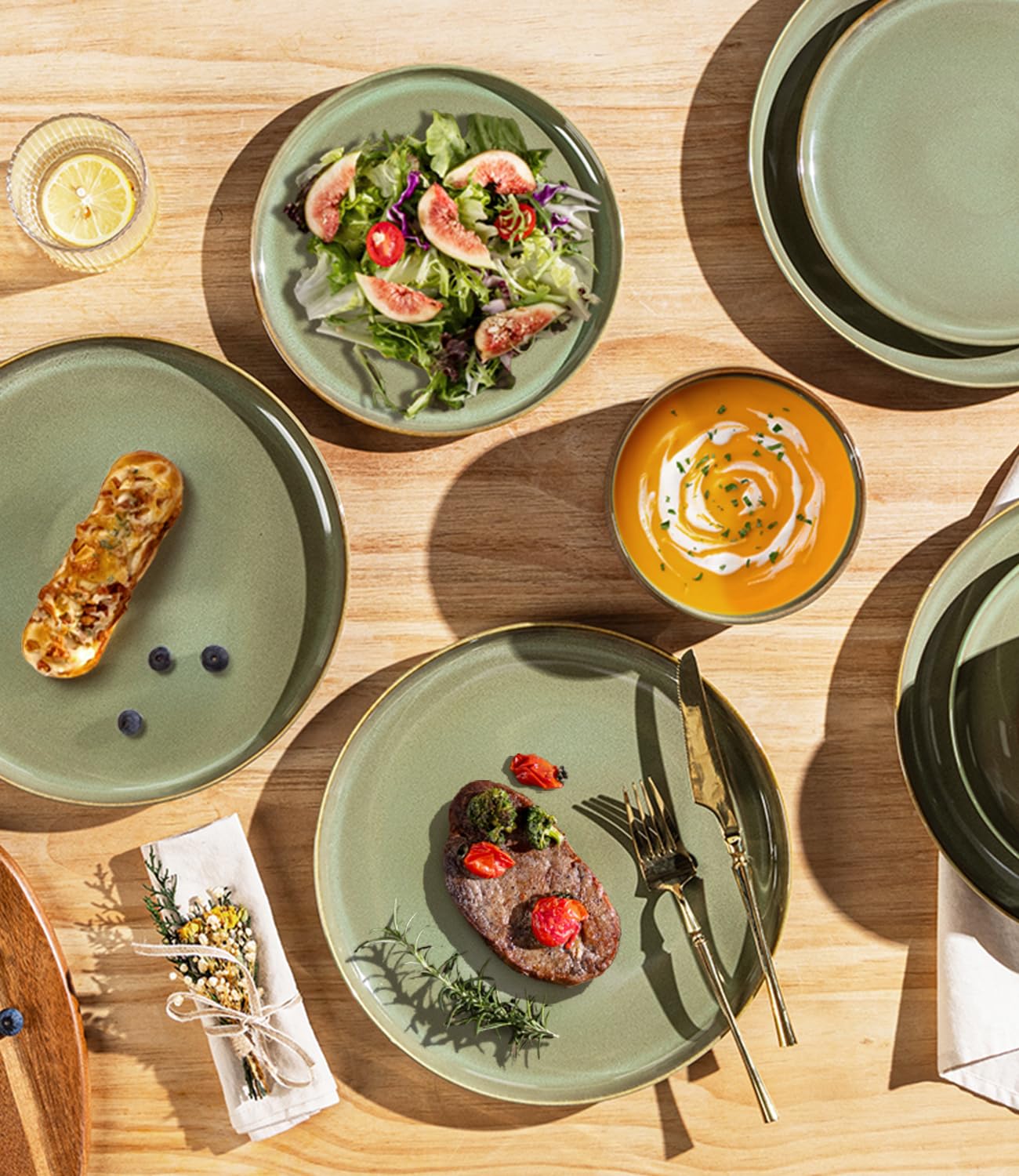 TheTerra Ceramic Dinnerware Sets for 4, 12 Pieces Porcelain Lightweight Speckled Plates and Bowls Sets, Scratch Resistant Dish Set, Oven & Microwave & Dishwasher Safe