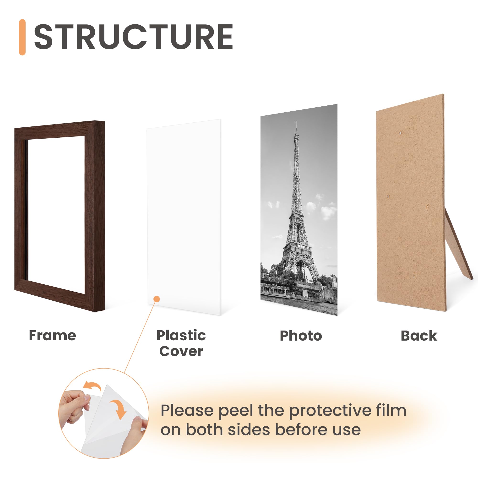 upsimples 10 Pack Picture Frames Collage Wall Decor for Mounting or Tabletop Display, Photo Gallery Frame Set for Family, Multi Sizes Including 8x10, 5x7, 4x6, Black
